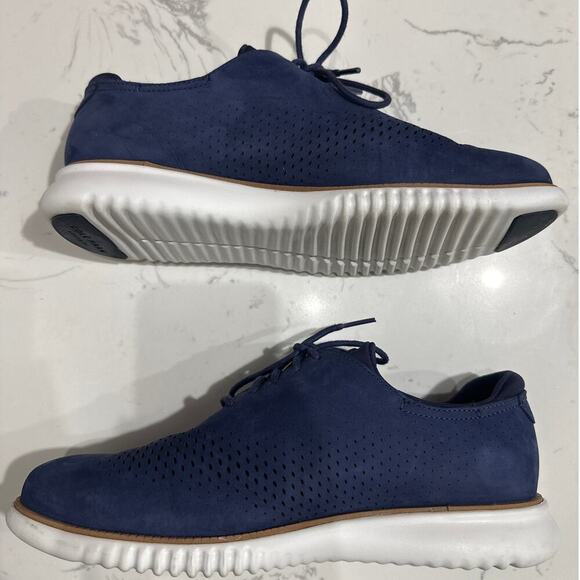 Cole Haan Men's Blue Zerogrand Laser Wing Leather Oxford Shoe, Size 9W, Like New - Picture 3 of 8
